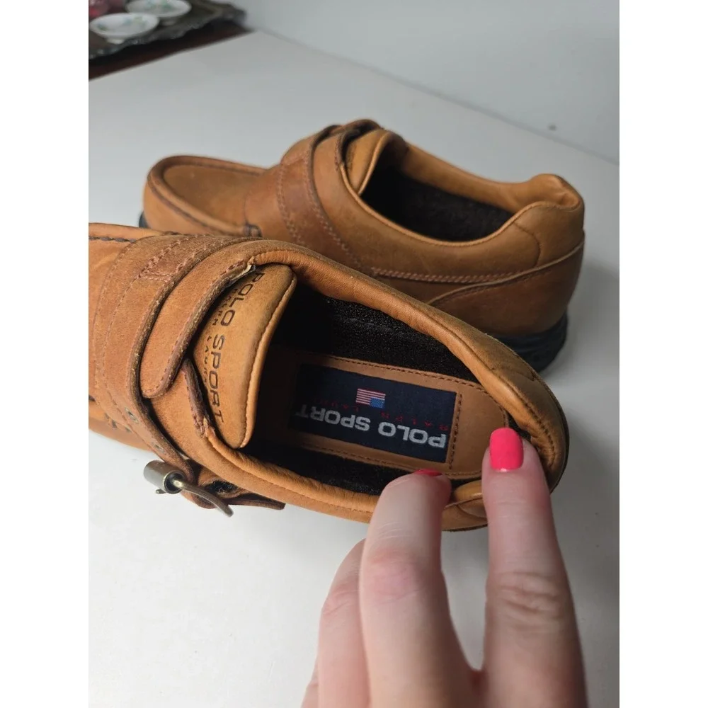 Polo Sport Ralph Lauren Women Leather Oxford Buckle Shoes 90s WB4194 Size 8.5B